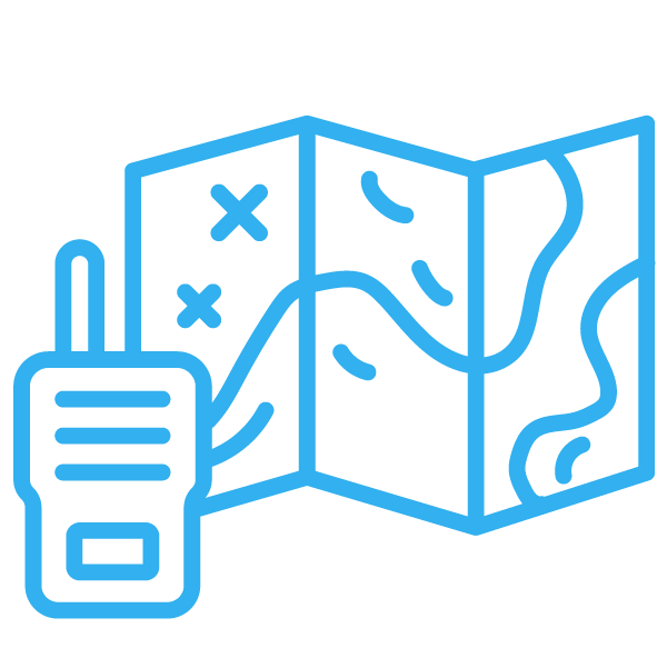 Map with Walkie Talkie Icon