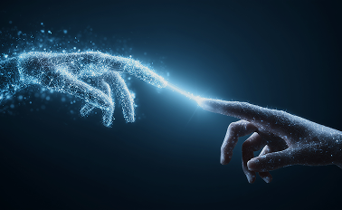 energy_finger Hand touching electric hand